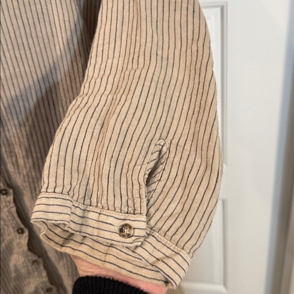 SAUTHS linen maxi dress in almond stripes large - Picture 9 of 15